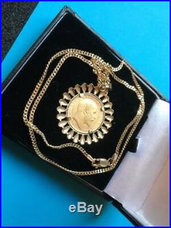Vtg 9ct / 22ct Gold Half Sovereign 1911 Coin Pendant Curb Chain Necklace 11.4g
