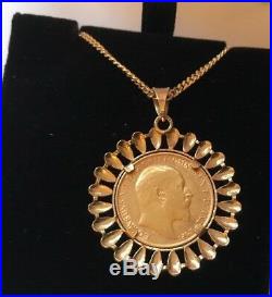 Vtg 9ct / 22ct Gold Half Sovereign 1911 Coin Pendant Curb Chain Necklace 11.4g