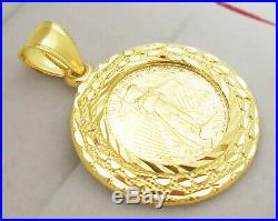Walking Liberty Coin and Bezel Pendant 10K Yellow Gold