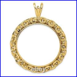 Wideband 14K Gold Coin Bezel Pendant Mounting 21.6mm-34.2mm Coin Size