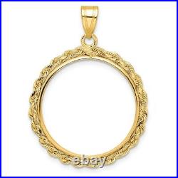 Wideband 14K Yellow White Gold Coin Bezel Pendant Mounting 13mm- 39.5mm