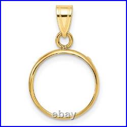 Wideband 14K Yellow White Gold Coin Bezel Pendant Mounting 13mm-39.5mm