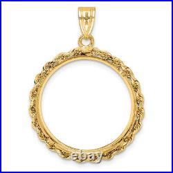 Wideband 14K Yellow White Gold Coin Bezel Pendant Mounting 13mm- 39.5mm