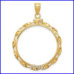 Wideband Distinguished 14K Yellow Gold Coin Bezel Pendant Mounting 13mm 37mm