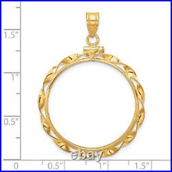 Wideband Distinguished 14K Yellow Gold Coin Bezel Pendant Mounting 13mm 37mm
