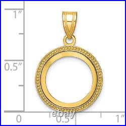 Wideband Distinguished 14K Yellow Gold Coin Bezel Pendant Mounting 14mm-32.7mm