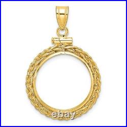 Wideband Distinguished 14K Yellow Gold Coin Bezel Pendant Mounting 14mm 37mm