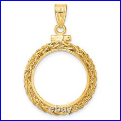 Wideband Distinguished 14K Yellow Gold Coin Bezel Pendant Mounting 14mm 37mm