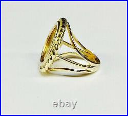 With Stone LADY LIBERTY COIN Women's Engagement Ring 14k Yellow Gold Plated