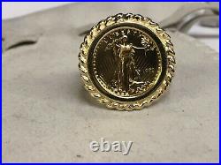 With Stone LADY LIBERTY COIN Women's Engagement Ring 14k Yellow Gold Plated