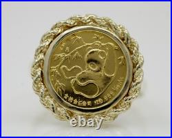 Without Stone20mm Coin Vintage 1985 China Panda 1/20 Oz 14K Yellow Gold Finish