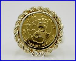 Without Stone20mm Coin Vintage 1985 Panda 1/20 Oz 14K Yellow Gold Plated