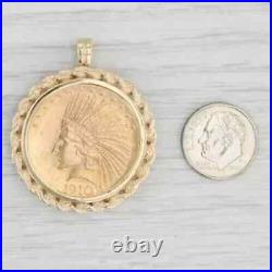 Without Stone Authentic 1910 Indian Head Coin Pendant 14k Yellow Gold Plated