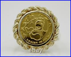 Without Stone China Panda COIN Women's Wedding Ring 14k Yellow Gold Finish