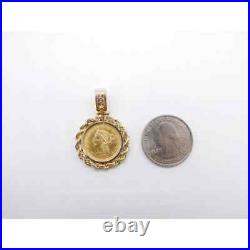Without Stone Liberty Head Quarter Eagle Coin Pendant 14k Yellow Gold Finish