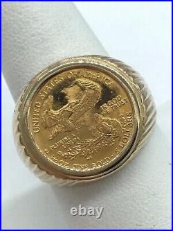 Without Stone Men's American Coin Ring Beauty Charm Ring 14K Yellow Gold Finish