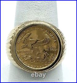 Without Stone Men's American Coin Ring Beauty Charm Ring 14K Yellow Gold Finish