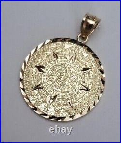 Without Stone Mexican Aztec Calendar Calendario Pendant 14k Yellow Gold Plated