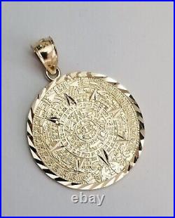 Without Stone Mexican Aztec Calendar Calendario Pendant 14k Yellow Gold Plated