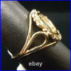 Without Stone PANDA BEAR COIN Wadding Fashion Ring 14k Yellow Gold Finish