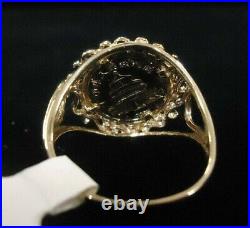 Without Stone PANDA BEAR COIN Wadding Fashion Ring 14k Yellow Gold Finish