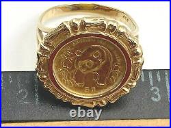 Without Stone Panda 20mm Coin Fancy Wadding Fancy Ring In 14k Yellow Gold Finish