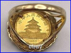 Without Stone Panda Coin Fancy Wadding Fancy Ring In 14k Yellow Gold Finish