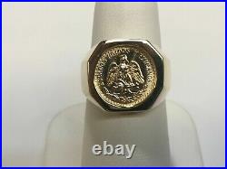 Without Stone US LIBERTY COIN Men's Fancy Ring 14K Yellow Gold Finish