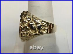 Without Stone US LIBERTY COIN Men's Fancy Ring 14K Yellow Gold Finish