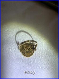 Yellow GOLD RING with 2 1/2 DOLLAR 1913 INDIAN HEAD COIN