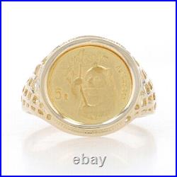 Yellow Gold 1995 Authentic Chinese 5 Yuan Panda Coin Ring 14k &. 999