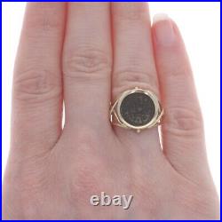 Yellow Gold Ancient Coin Statement Ring 14k Currency