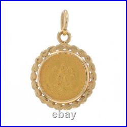 Yellow Gold Authentic 1945 Dos Pesos Coin Pendant 14k Currency Mexico