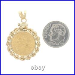Yellow Gold Authentic 1986 American Eagle $5 Coin Pendant 14k & 22k US Currency