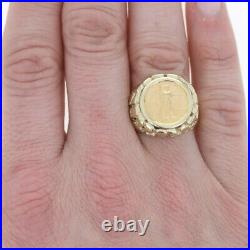 Yellow Gold Authentic 1987 American Eagle Coin Men's Ring 14k 90% Nugget Liberty