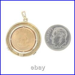 Yellow Gold Authentic 1991 South African 1/10oz Krugerrand Coin Pendant 9k & 22k