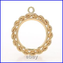 Yellow Gold Coin Holder Pendant 14k Rope Border