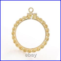 Yellow Gold Coin Holder Pendant 14k Rope Border Circle