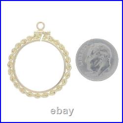 Yellow Gold Coin Holder Pendant 14k Rope Border Circle