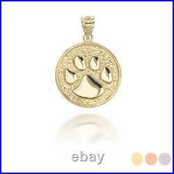 Yellow Gold Dog Paw Coin Pendant Necklace