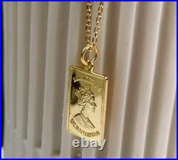 Yellow Gold Finish 925 Sterling Silver Queen Elizabeth Pence Money Coin Pendant