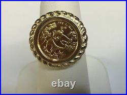Yellow Gold Finish CHINESE PANDA BEAR COIN Beauty Ring 925 Sterling Silver