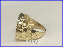 Yellow Gold Finish CHINESE PANDA BEAR COIN Men's Ring 925 Sterling Silver