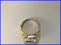 Yellow Gold Finish MEXICAN DOS PESOS Coin Men's Ring 925 Sterling Silver