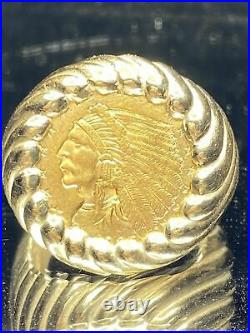 Yellow Gold Finish Quarter Eagle COIN Nugget Ring 925 Sterling Silver