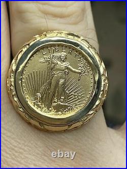 Yellow Gold Finish US LIBERTY COIN Women's Nugget Ring 925 Sterling Silver