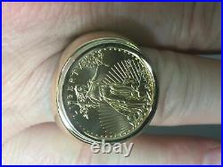 Yellow Gold Finish Without Stone US LIBERTY COIN Women's Ring 925Sterling Silver