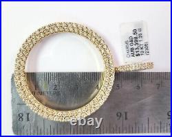 Yellow Gold Genuine Natural Diamonds Coin Bezel 37MM Pendant Charm 1.25 CT Bisel