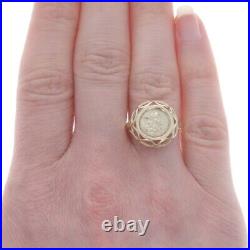 Yellow Gold Guardian Angel Coin Statement Ring 10k