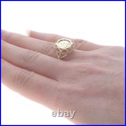 Yellow Gold Guardian Angel Coin Statement Ring 10k